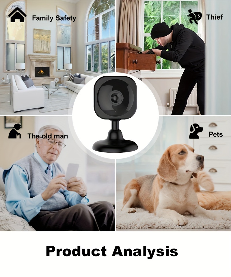 2pcs Smart Home Surveillance Camera Kit, 1080P HD WiFi Monitor with Two-Way Audio, Night Vision, Motion Detection, USB Powered, with Remote Viewing for Home Security, Elderly and Pet Monitoring, for Ages 14+ details 6