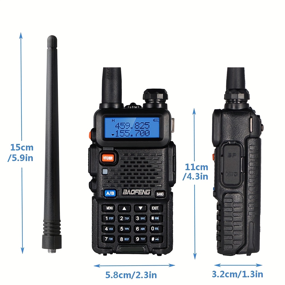   5w uhf vhf long range dual band walkie talkie black abs usb rechargeable 36v operating voltage ideal for hunting climbing hiking  
