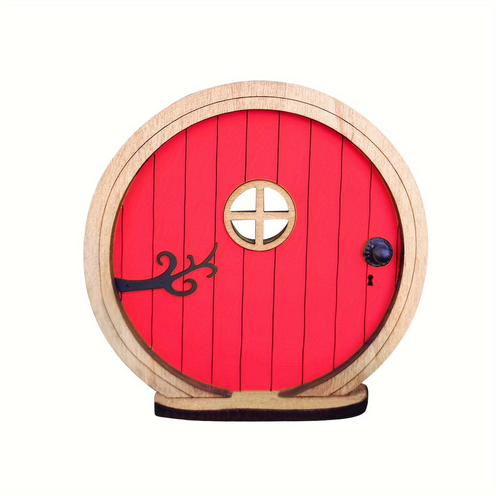 Image of Colorful Fairy House Wooden Craft Ornament, Yard Fairy Door Garden Tree Decor Creative Decoration 1pc (1cm Thick)
