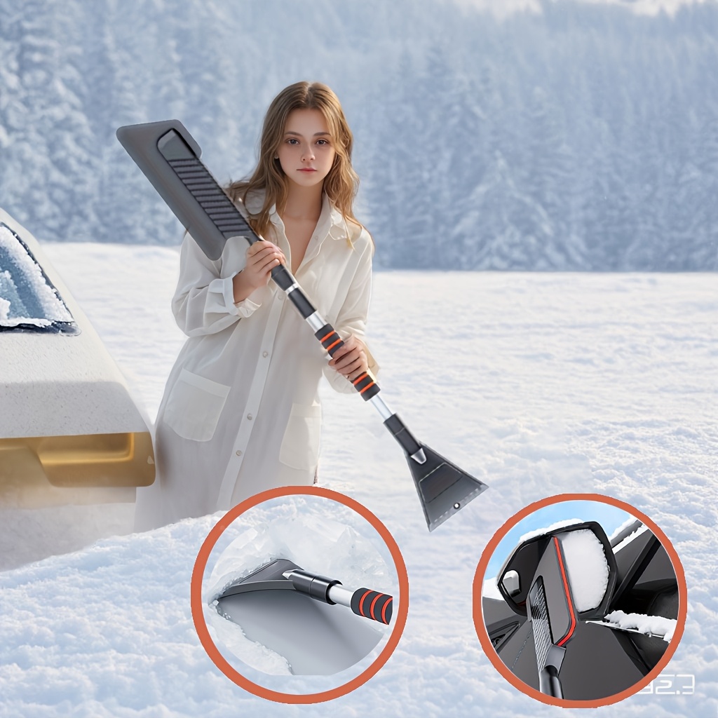 

1pc Extendable 2-in-1 Car Snow Shovel & Ice Scraper - Plastic, Telescopic Handle For , No Charging Required - Rvs And Cars In Winter, Snow Remover For Car