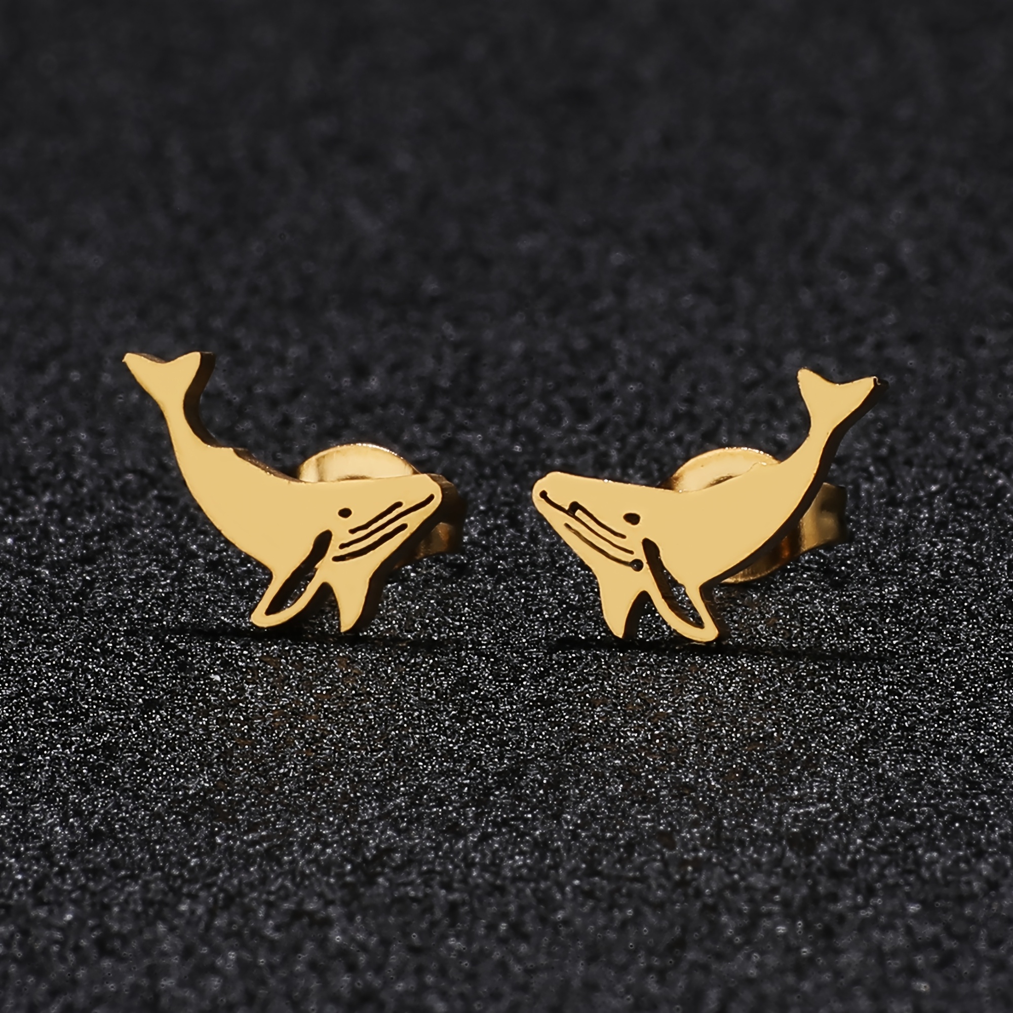 Fashionable Dolphin Tail Earrings Made Of 316 316 316 316 Steel For Men, Without Battery