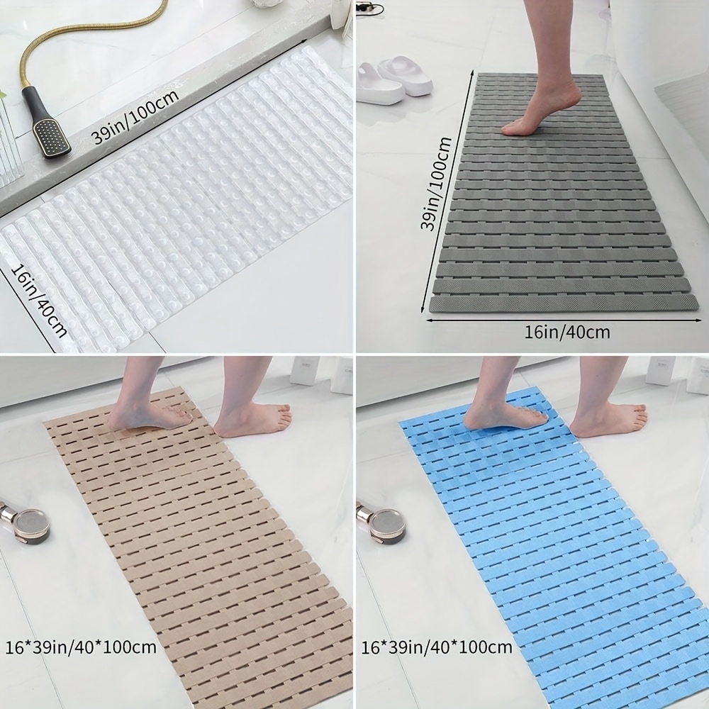 non slip pvc bathroom mat 16x39 inches quick dry waterproof easy drainage durable   floor mat for home shower bathroom kitchen and entryway bathroom floor mat rectangular floor mat pvc construction bathroom mat Product details 2