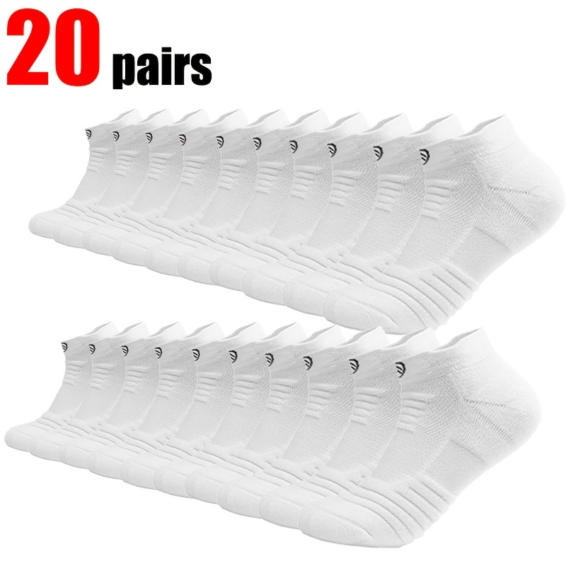 TEMU 12-pair/20-pair Spring/summer Breathable And Wear-resistant Short Socks, Sweat-absorbent, Simple And Versatile Thin Sports Socks, /gray Socks