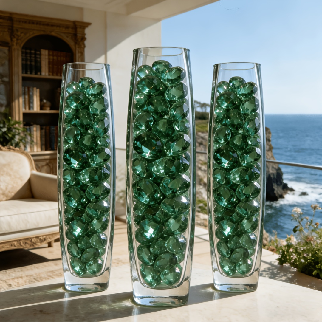 TEMU 1307 diamantes acrílicos, diamantes de verdes, relleno para , decoración de escritorio, almacenamiento de cosméticos, materiales para proyectos,