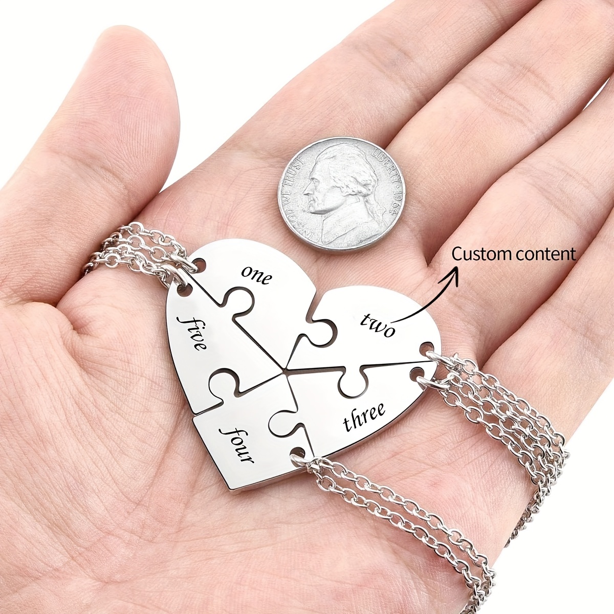 

Customizable Stainless Puzzle Necklace - Vintage Style, Laser-engraved Jewelry For Casual Attire,