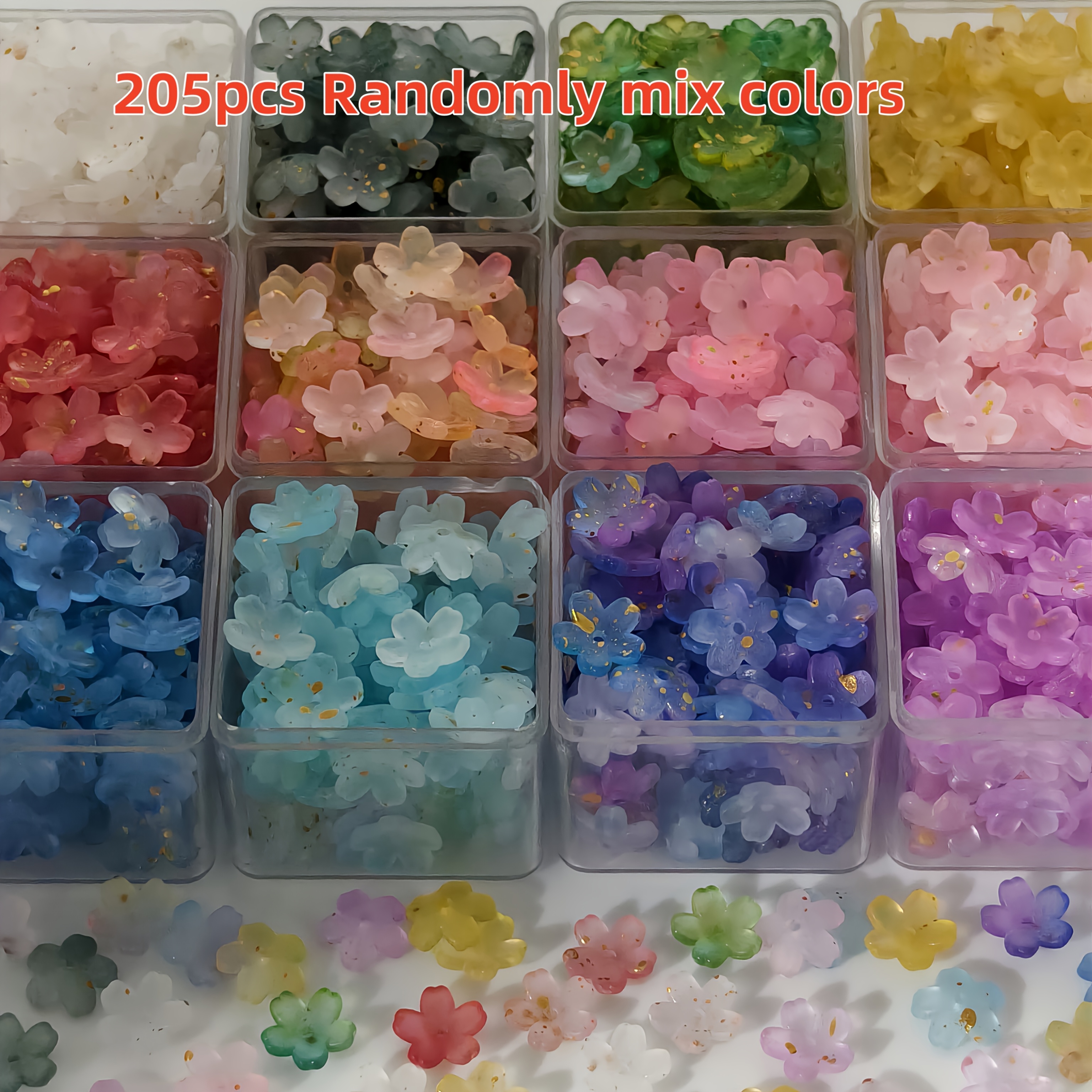 TEMU 205pz 12Mm Casuale 12 Colori Casuali, Perline Sciolte a Forma di con Foro Tridimensionale, Perline da Donna per di Ciondoli, Stile Antico, Rami