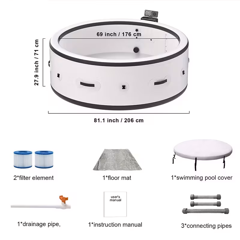 outdoor spa for , foldable tub with adjustable heating, mood lights and insulated cover, built in filtration system for relaxation, recovery and backyard Product details 2