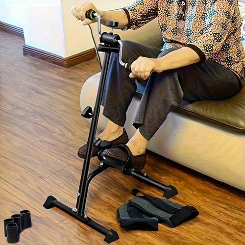 1 piece black indoor exercise bike for seniors upper and lower body trainer adjustable pedals air sturdy frame portable design suitable for home fitness and body relaxation no power required space saving design ideal for home