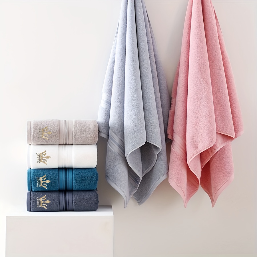 6pcs Bath Towel Set, 35*75cm / 13.7*29.5 inches, Crown Embroidered Pure Cotton Towels, 100% Cotton Material, Quick-Dry and Absorbent