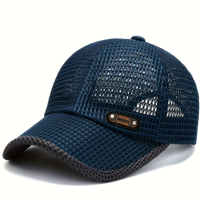 TEMU Summer Men's Fashionable Embroidered Quick Drying Baseball , Outdoor Casual Men's Adjustable Breathable Lightweight Mesh , Design, Suitable For