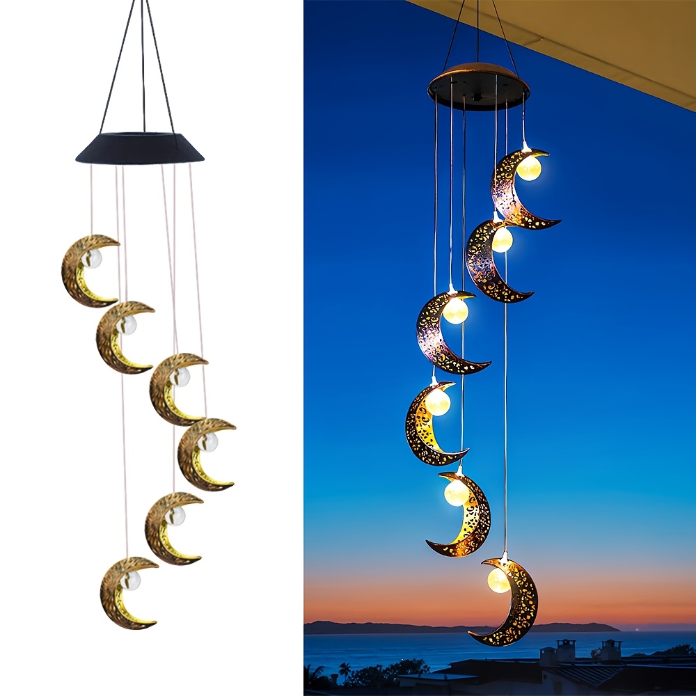 TEMU 1 Set Of Moon Wind Chime Lights, Suitable For Hanging Decoration And Lighting In Courtyards, Parties, Festivals, Gardens, Birthday Holiday