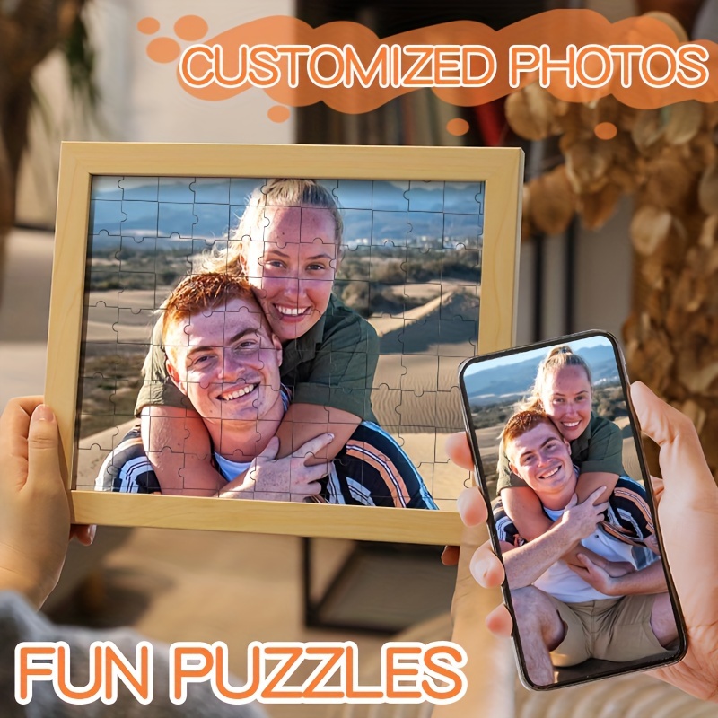 personalized photo puzzle frame customizable   gift for couples   high definition printing wooden frame   birthdays anniversaries and more details 0