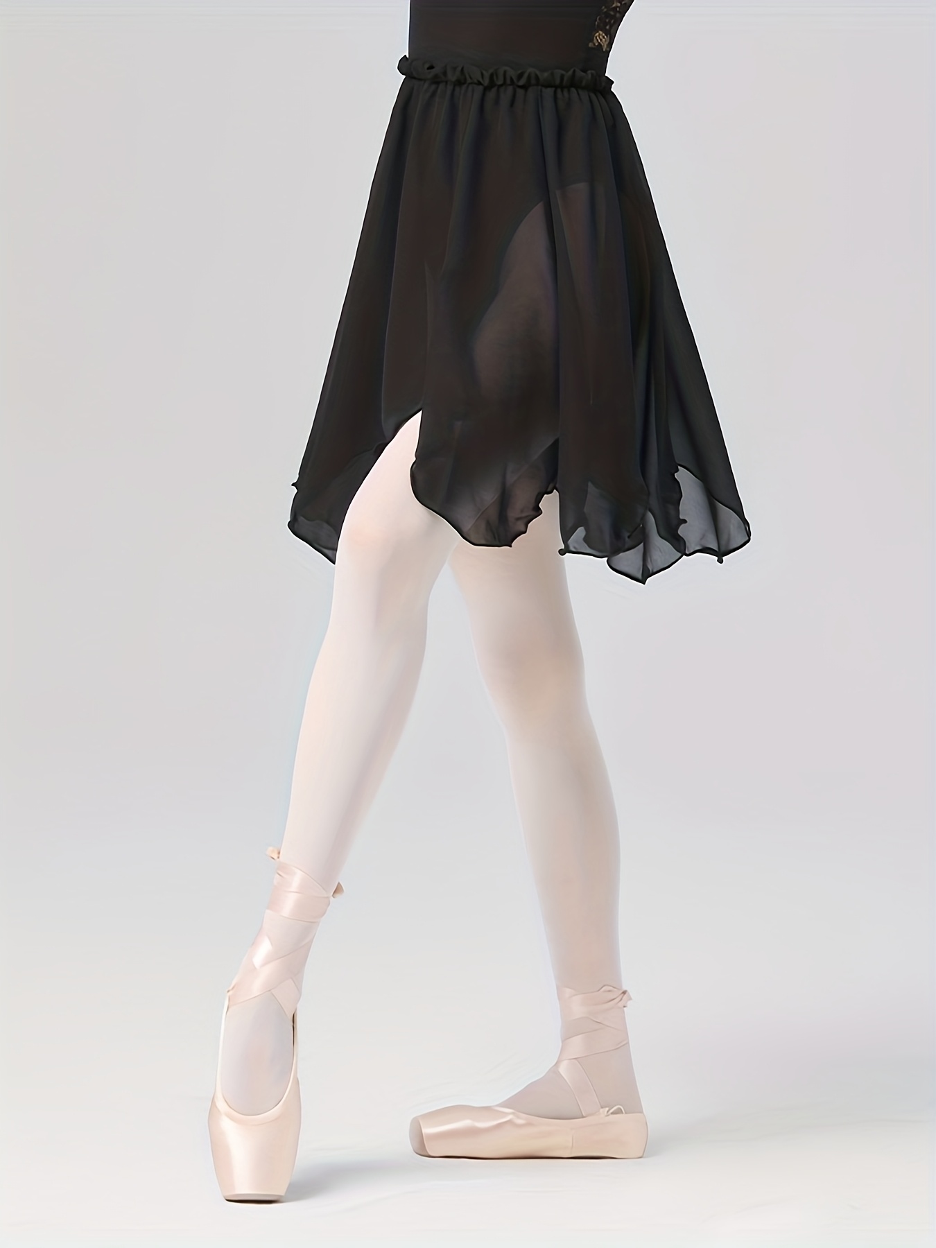 Women'S Ballet Skirt Elastic Waist *-Length Chiffon Tutu with Hem,  White Black Options for Dance, Yoga, and Casual Wear, Ballet Skirt, Y