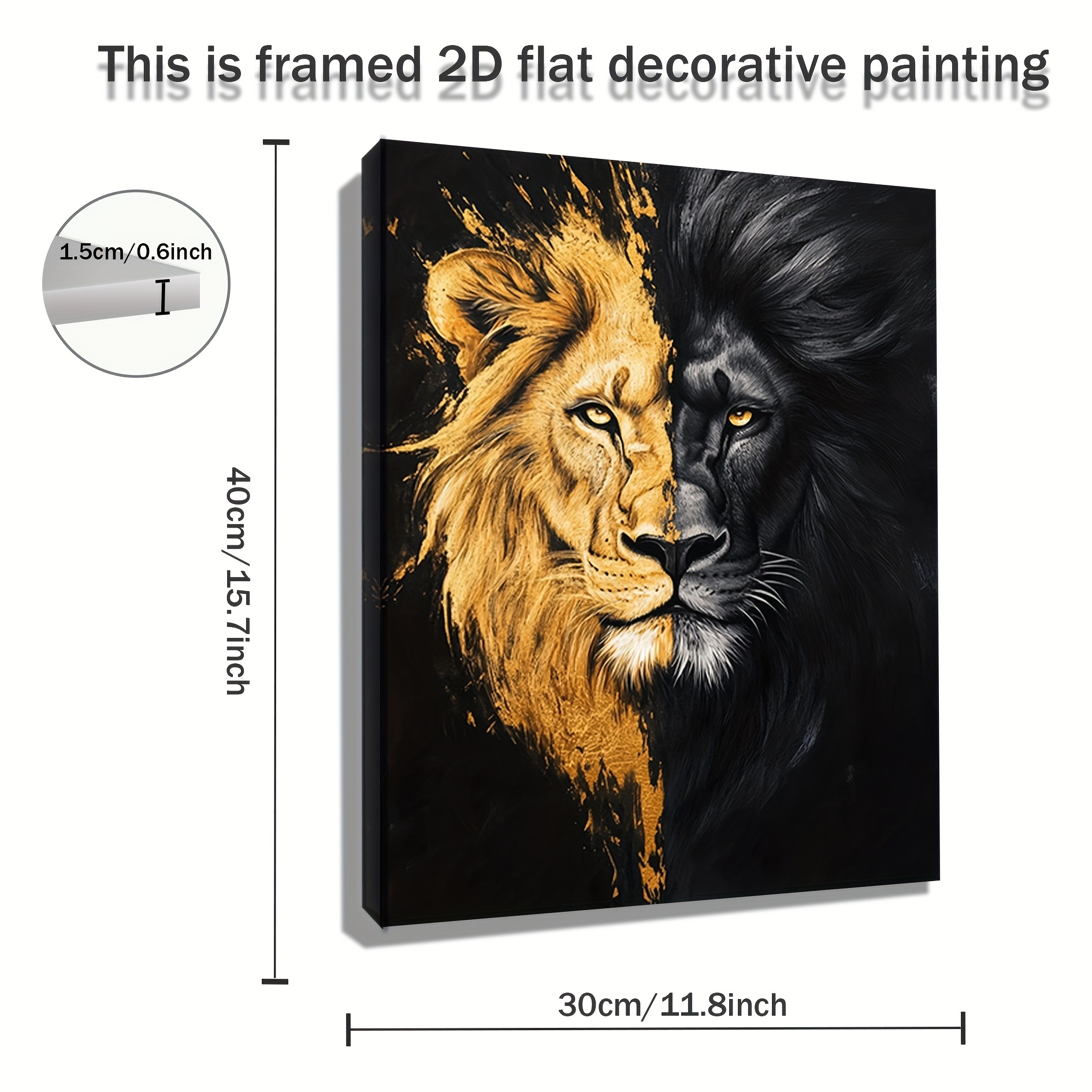 TEMU 2D, 1 pieza, Pintura en con 2D, Pintura en dorado y , y , , de pared, Regalo único para amantes de , regalo de , hermoso regalo familiar,