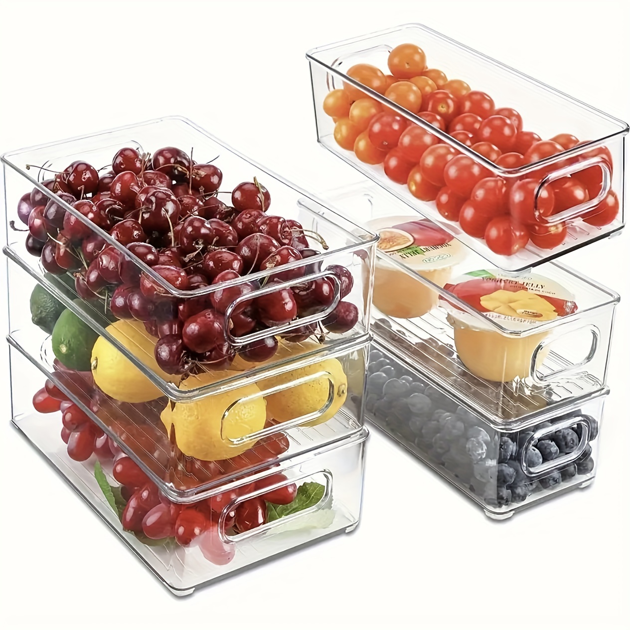 

4/9/12pcs Pack Of Refrigerator Organizer Bins, 3 Sizes Stackable Clear Pantry Organizer Bins With Handles For Fridge, Freezer, Shelves, Drawer, Bins, Snack Organizer For Home & Kitchen