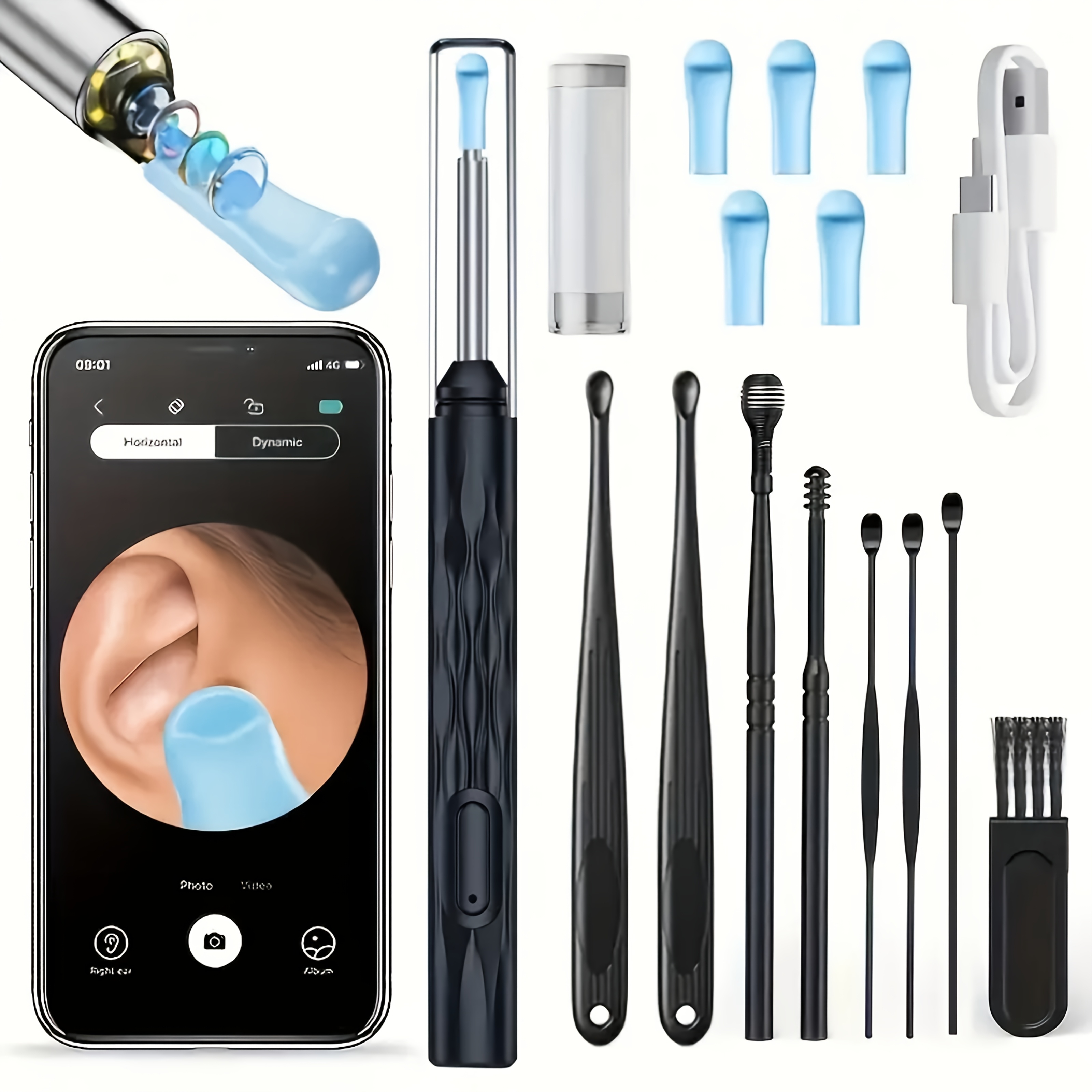 8pcs ear care set visual ear pick earwax removal tool earwax