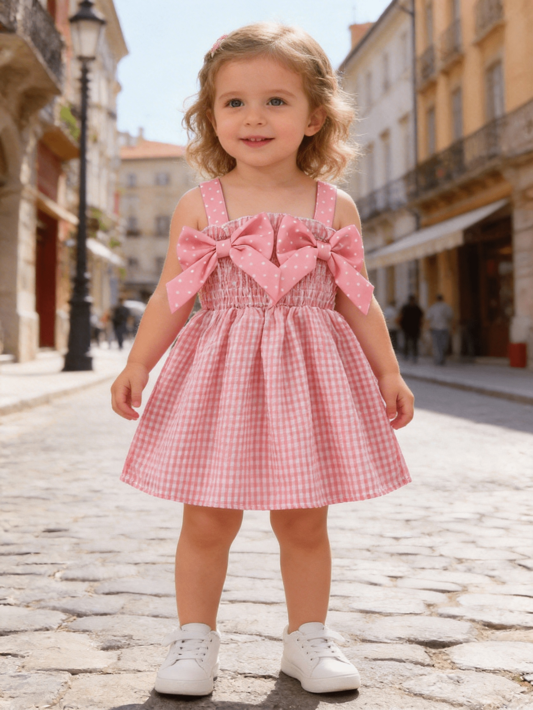 cute pink checkered dress Feminine Pink Plaid Babydoll Dress