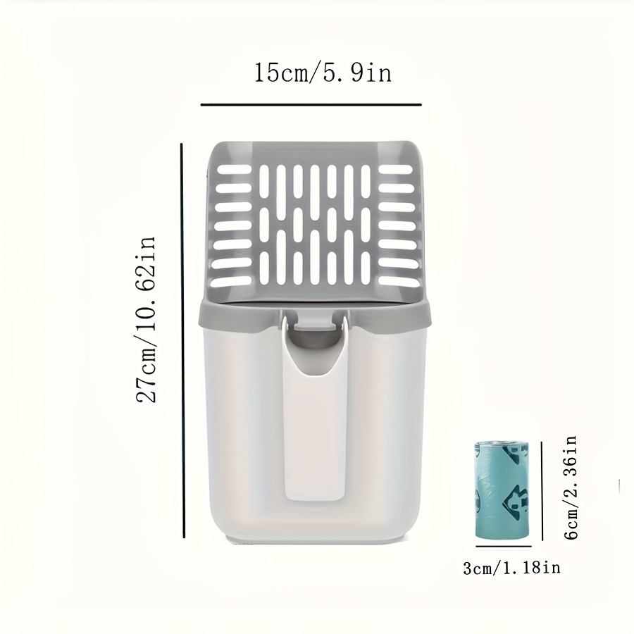 1 pelle à litière pour chat avec 1 rouleau de sac, fabriquée en PP durable pour un ramassage et un tamisage en profondeur, conçue pour un nettoyage efficace, convient à toutes les races de chats - Outil d'entretien de la litière pour animaux de compagnie