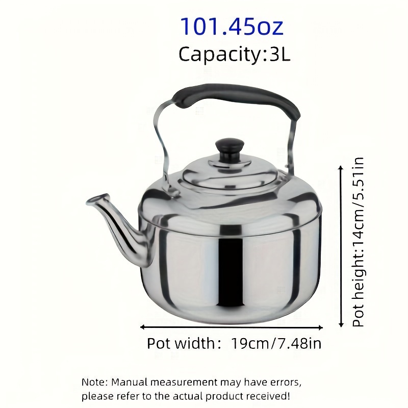 TEMU Stainless Steel Teapot - Large Capacity, Durable & Fast-heating For Induction & Cooking, Home & Restaurant Use