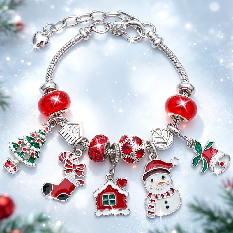 TEMU Autumn Winter Festive Christmas Theme With Christmas Cottage, Christmas Tree, Christmas Stocking, Scarf Snowman, Christmas Bell Pendant Women's