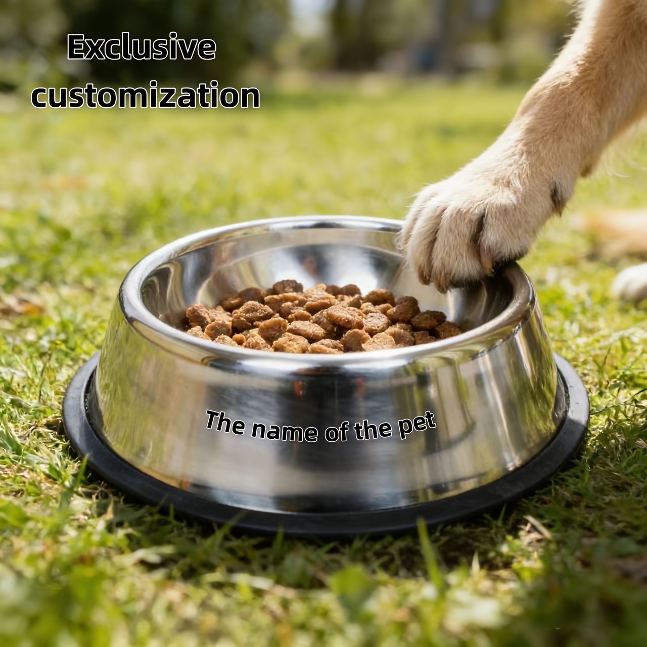TEMU 1 Custom Stainless Steel Anti-slip Dog Bowl | Durable And Easy-to- And Water Tray With , Suitable For Cats And Dogs, Food And Water, Without