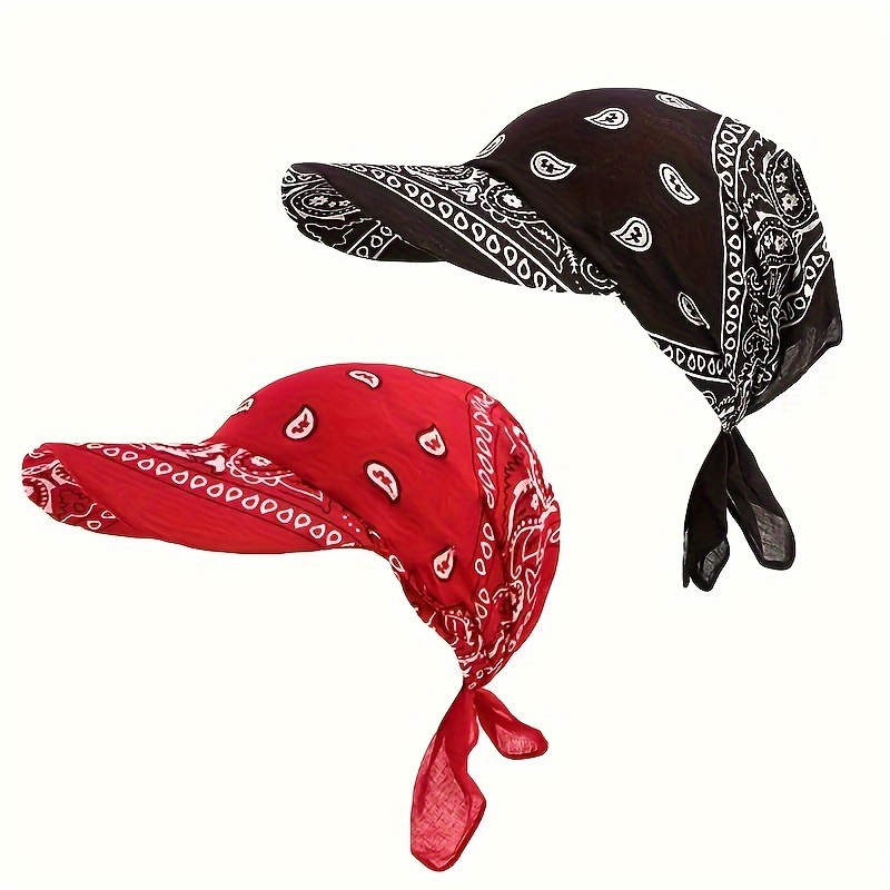

2-in-1 Versatile Paisley & Animal Print Headscarf Cap With , Cotton Hip-hop Street Wear Headwear, Adjustable Tie-back Hat For Outdoor Sports & Music Festivals