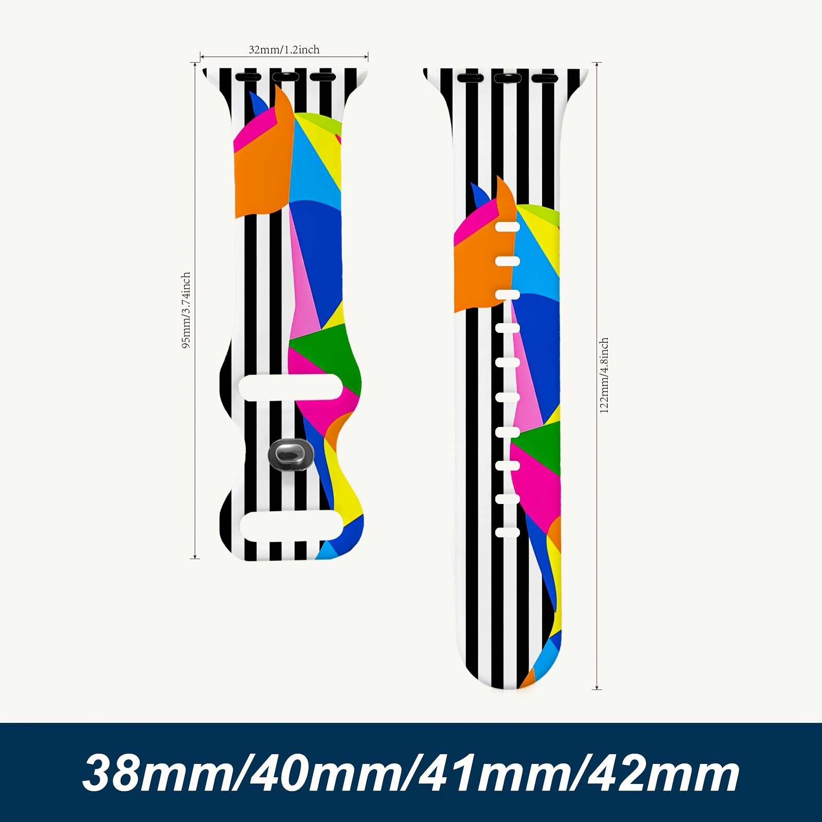 TEMU Floral Silicone Band For Watch , Se Ultra | Compatible With 38mm-49mm, Soft, Adjustable, Multicolor, Durable, Ideal For Gifts, Business, Daily