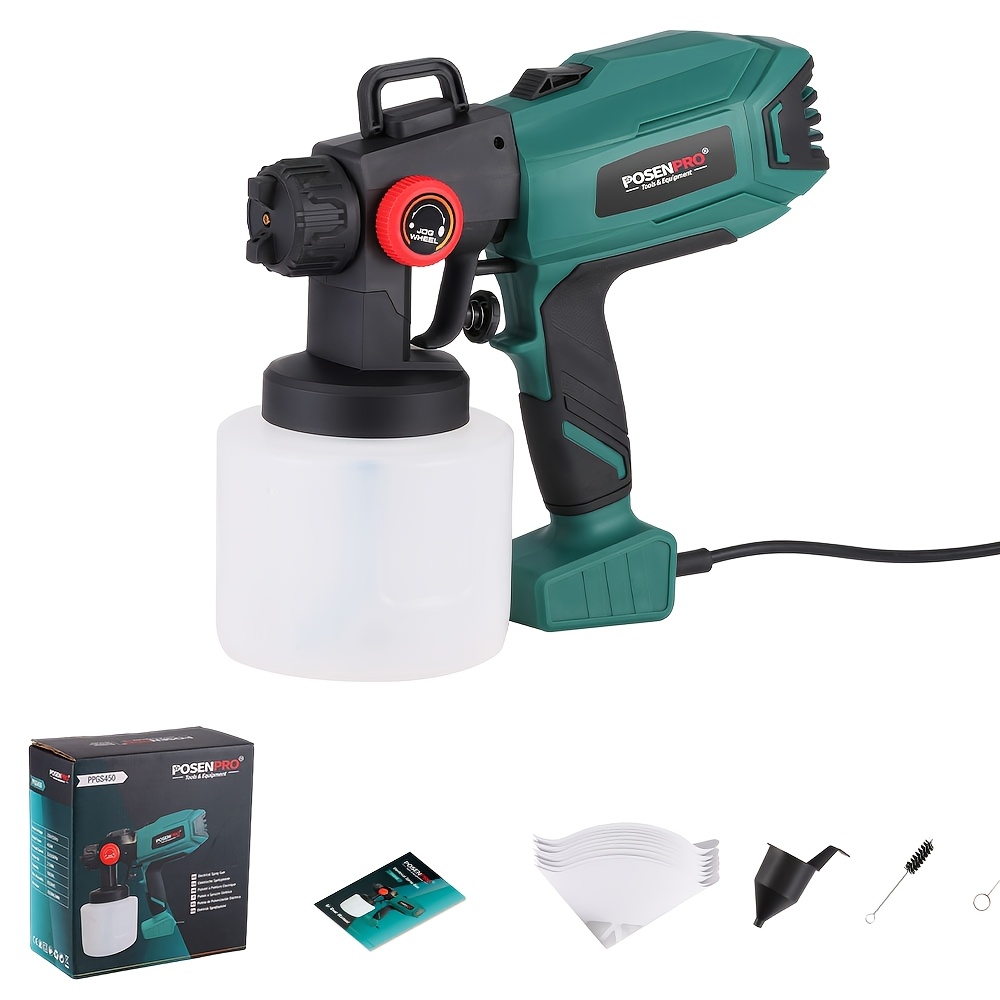 Image of 450w Electrical Spray Gun | 1000ml Capacity, 2. 5mm Nozzle Tip, Electric Sprayer For Easy Painting And Cleaning Furniture, Car | Brand: Posenpro, 230v Plug Powered, Sand Blaster Style