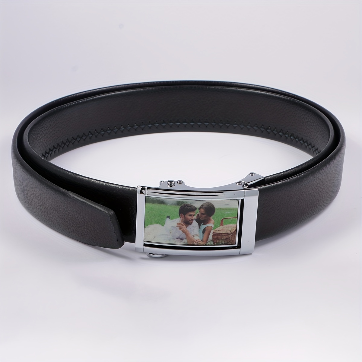 

Customize A Personalized Colorful Photo Rectangular Silvery Belt Father's Day Gift Valentine's Day Gift Birthday Anniversary Gift For Friends Classmates Graduation Christmas Family High-end Gift