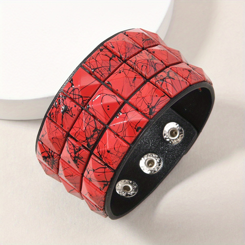 PU Fashion Bracelet with Multicolor Square Buckle, Unisex
