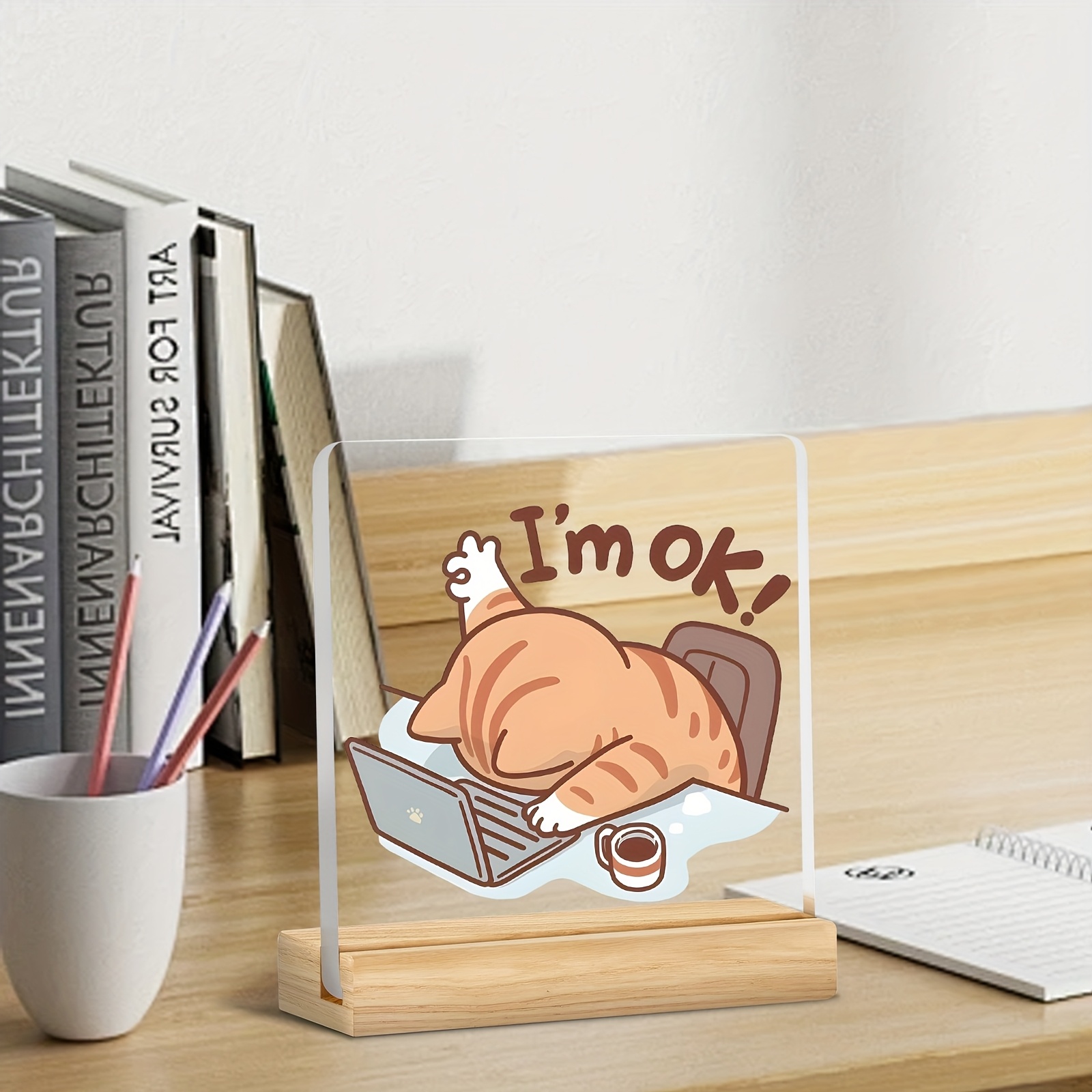 2d flat 1pc acrylic desktop decoration im fine an   desktop ornament   for colleagues and   birthday present