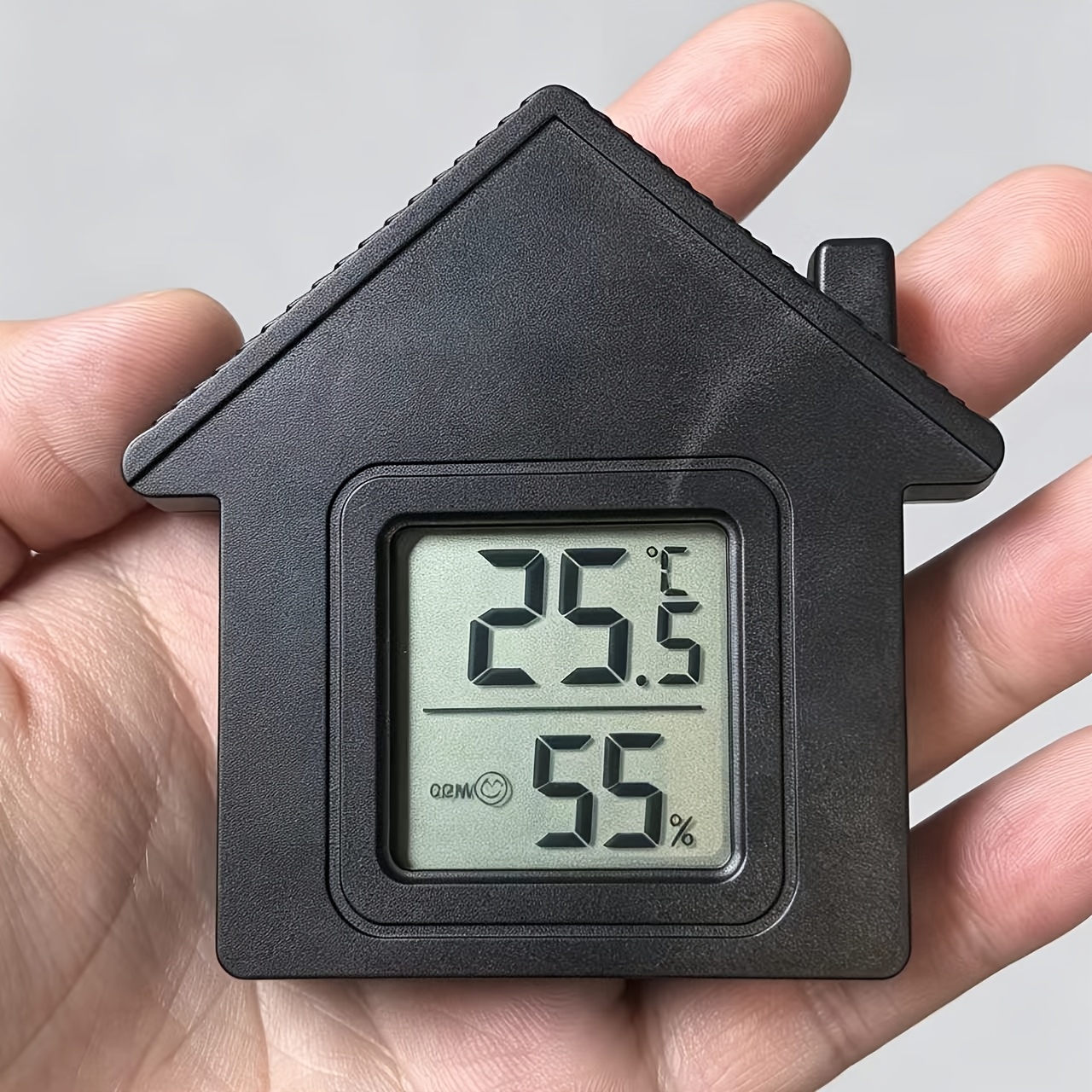 TEMU Termómetro e higrómetro con forma de casa, pantalla digital electrónica de medición de y humedad del , con expresión de nivel de confort, mini,