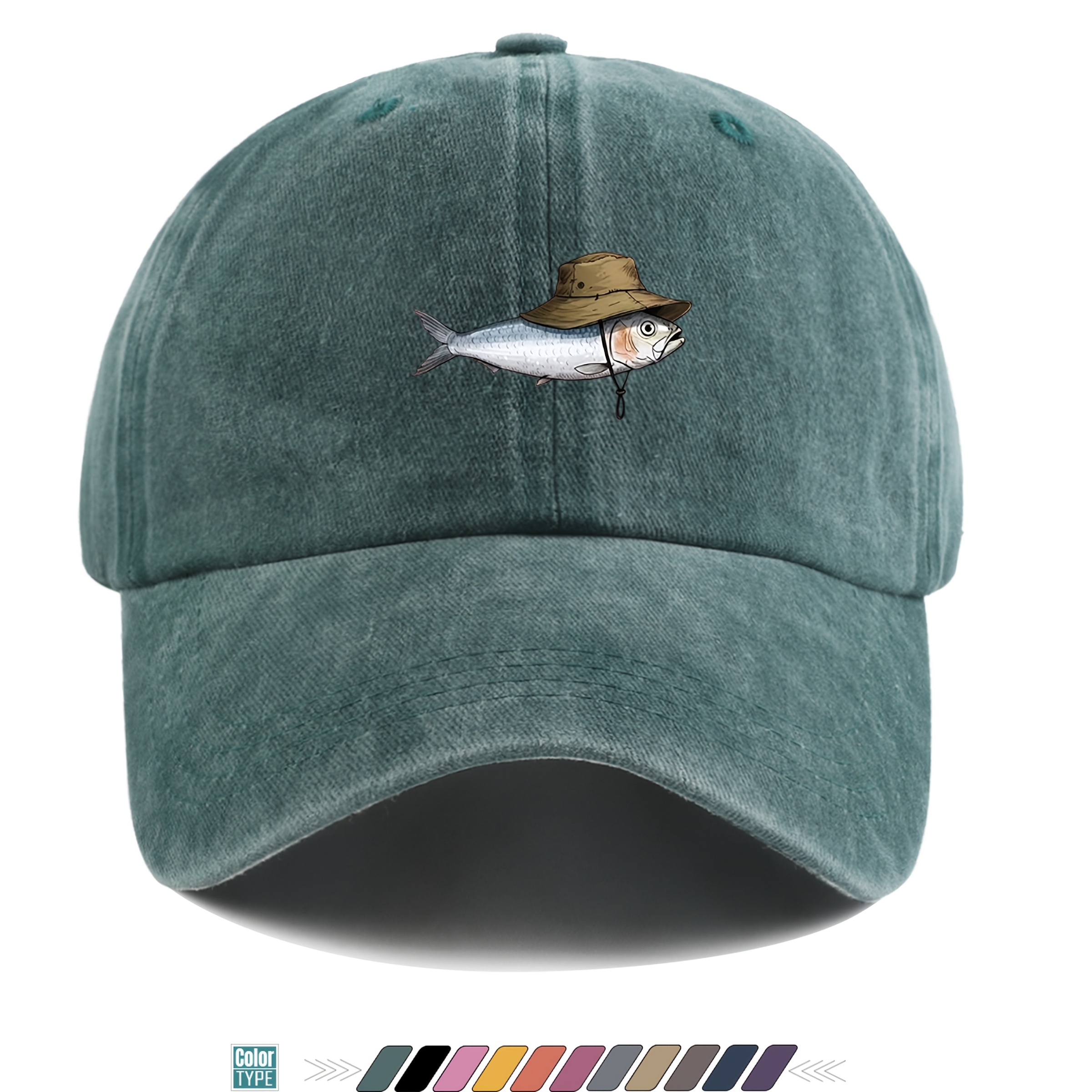 TEMU 1pc Fish Print Trucker Hat Comfortable Breathable Fashionable And Beautiful Cartoon Game Papa Hat Vacation Sun Hat Street Hip-hop Skateboard Hat