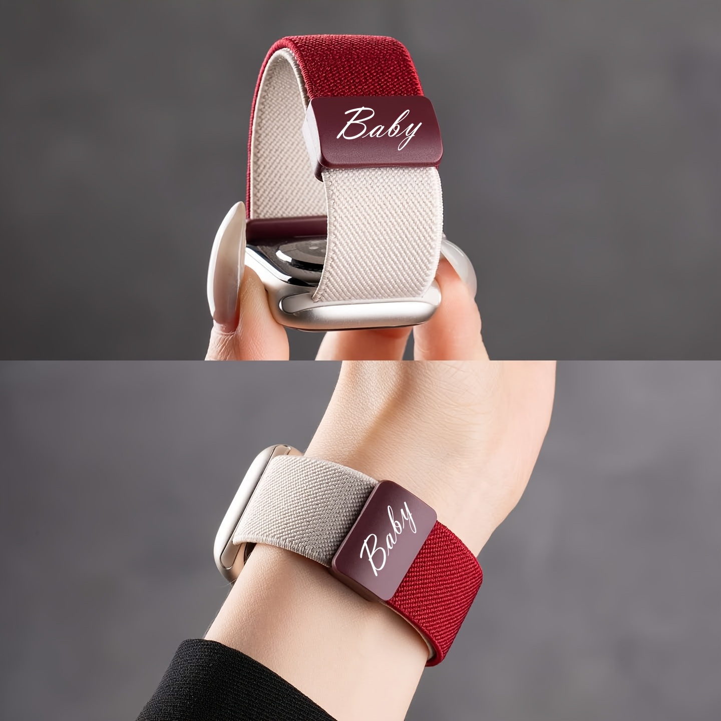 TEMU Customized Name Nylon Magnetic Watch Band, Valentine's Day Gift, Compatible With Watch Series S10, 9, 8, 7, 6, 5, 4, Se, Sizes 38mm, 40mm, 41mm,