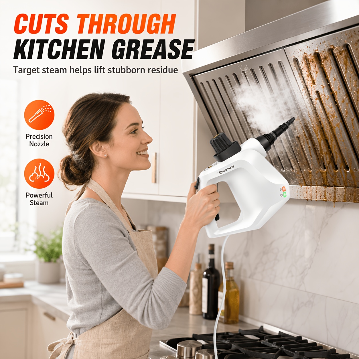 Image of Steam Cleaner, 600w Handheld Natural Steam Cleaner, Suitable For Cleaning A Of Surfaces Including Sofas, Kitchen Countertops, Tiles, Curtains, And Carpets. It With A Of Attachments.