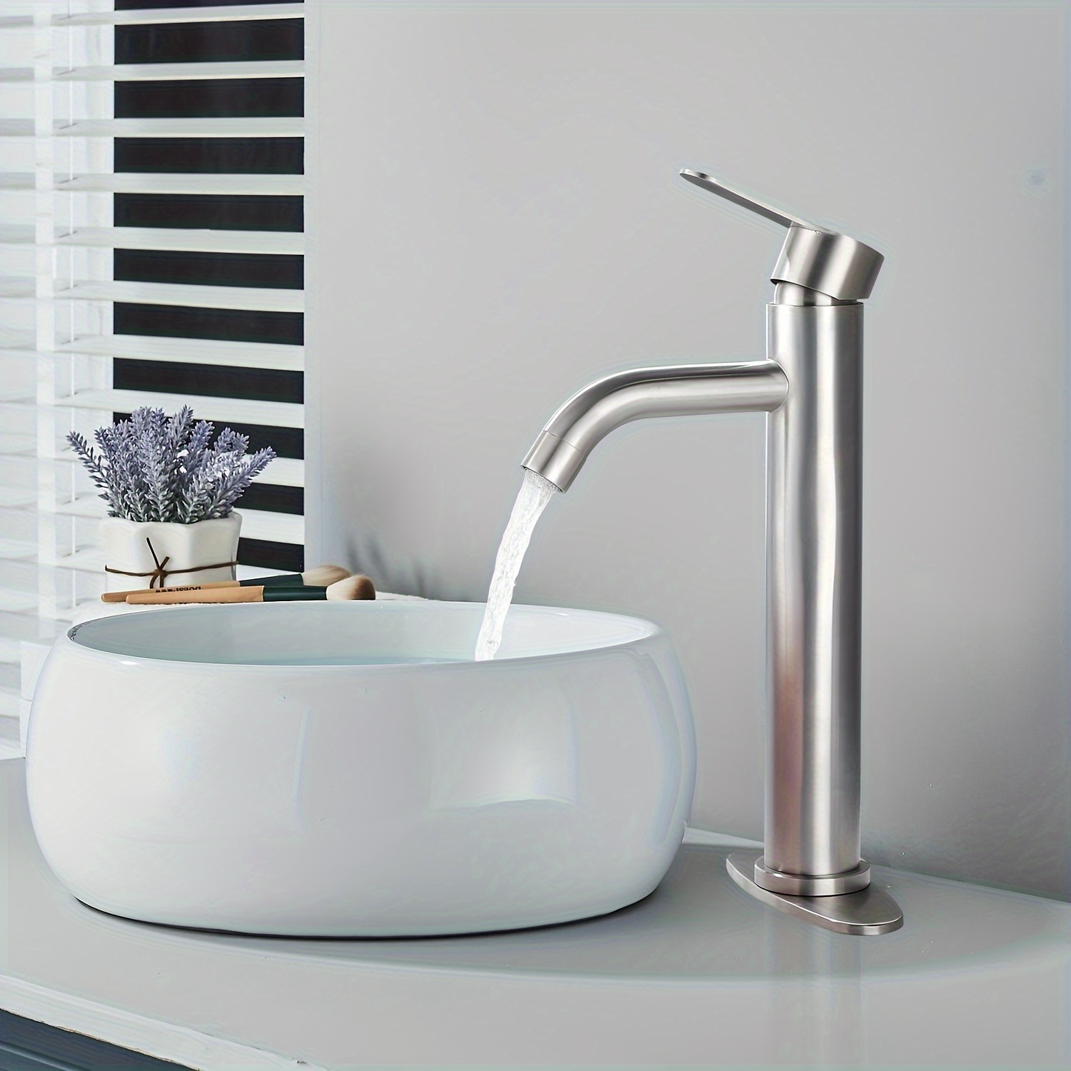 

Bathroom Faucet, Vanity Modern Tall Tap With Water Supply Lines