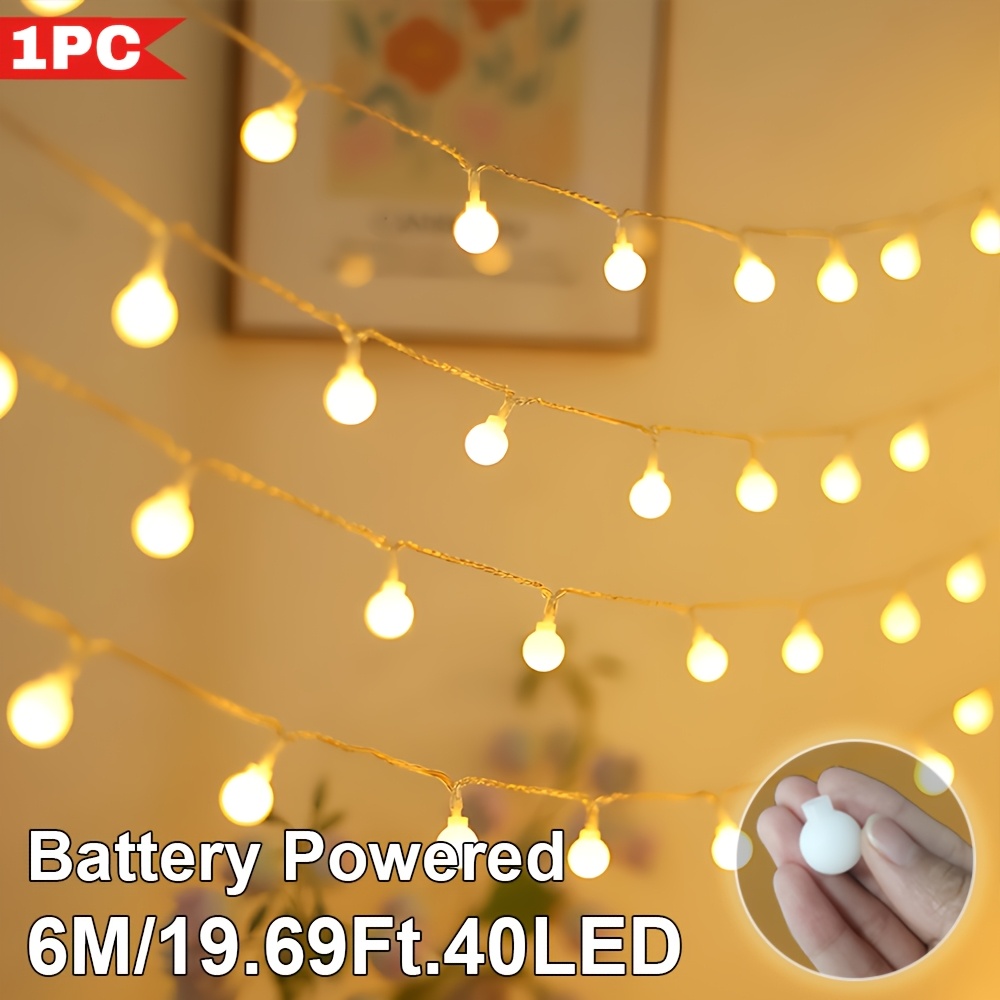 1pc Small Led String Lights, 10/20/40led, Battery Powered, Warm Lights, Suitable For Bedroom, Home, Party, Wedding, Birthday, Valentine's Day, Mother's Day Decoration