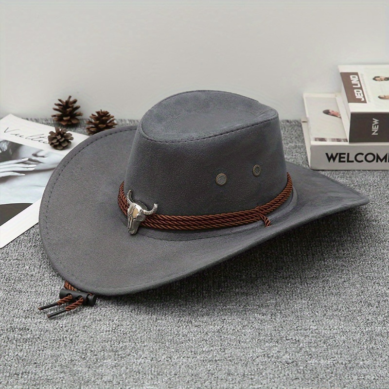 Vintage Wide Brim Western Cowgirl Hat with Belt for Party vintage western cowboy hat belt wide brim unisex - Temu main image 3