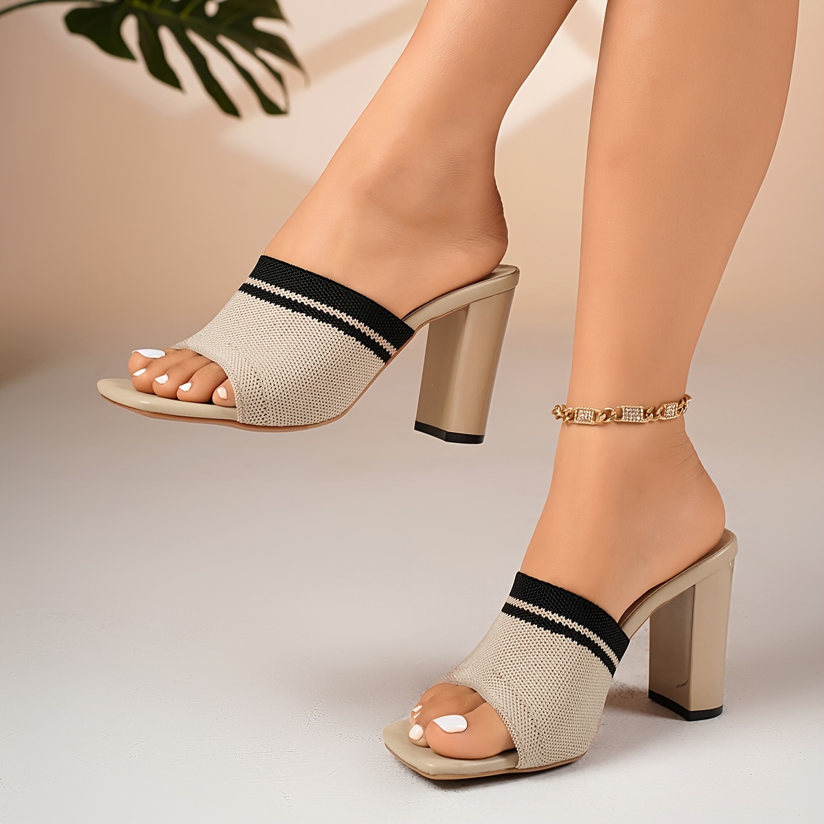 1pc elegant high heel sandals elegant womens cone heel mules