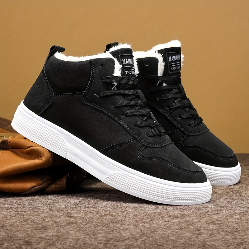 mens   top lace up boots with warm plush lining for comfortable winter outdoor street walking and strolling winter boots Product details 1