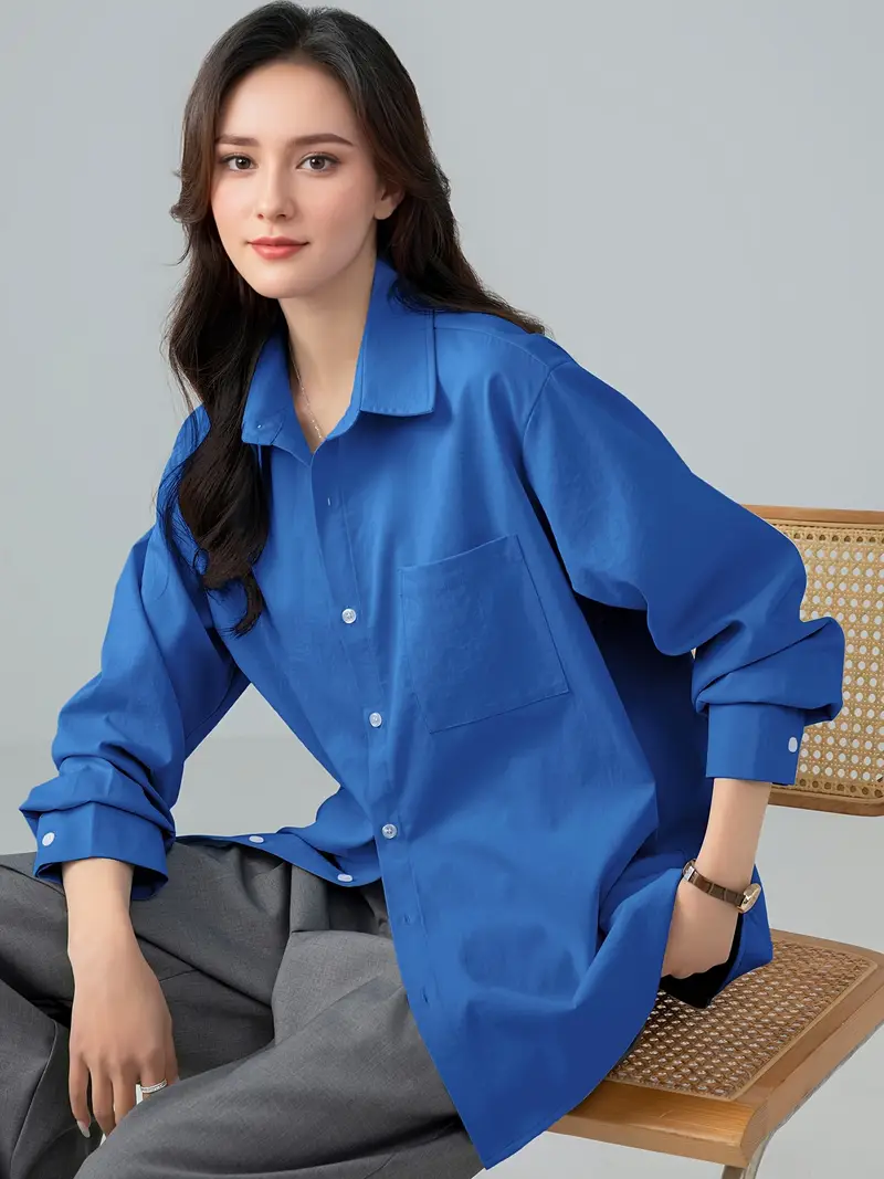 korean style loose casual long sleeve pocket shirt women - Temu Republic of Korea korean style loose casual long sleeve pocket shirt women - Temu Republic of Korea
