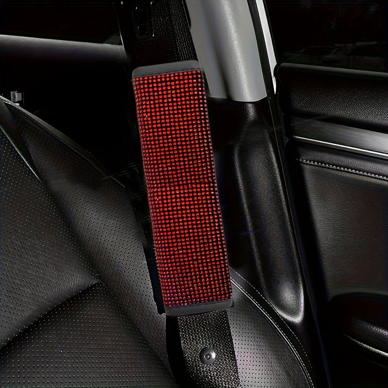 TEMU Fashion Universal Car Seat Belt Shoulder Pad Cover, Bling Artificial Rhinestone Material Car Seat Belt Shoulder Pad - Universal Car Interior
