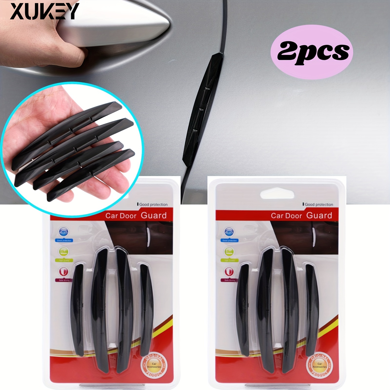 Image of Xukey 2pcs Car Door Guard Anti-collision Corner Bumper Strip Protector, Car Door Guard Anti-collision Corner Bumper Strip Protector