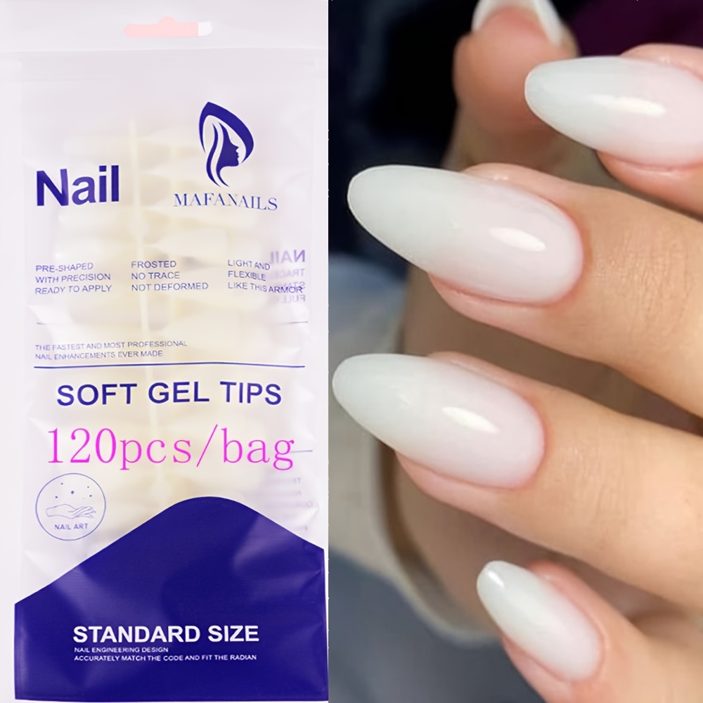 TEMU 120 uñas postizas de color leche - media, 12 tamaños disponibles, puntas de gel con acabado y sin necesidad de pegamento para aplicación fácil,
