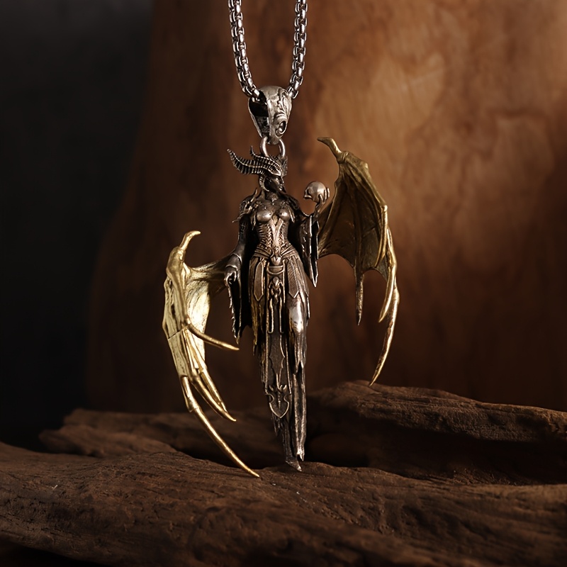 Collar Colgante Gema Dragón Gótico Dark Espada Vintage Punk | Meses Sin