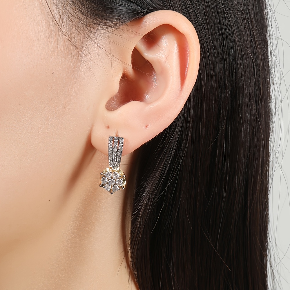 Light Luxury Floral Cluster Pave Synthetic Zirconia Earrings and Ring Set