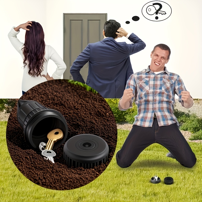 Image of 2pcs - Realistic Key Concealer With Hidden Cone + Cover, Key Anti-theft Storage - Outdoor Garden Lawn Waterproof , Easily Inserted Into Garden Lawn Underground For Waterproof And Corrosion Resistance