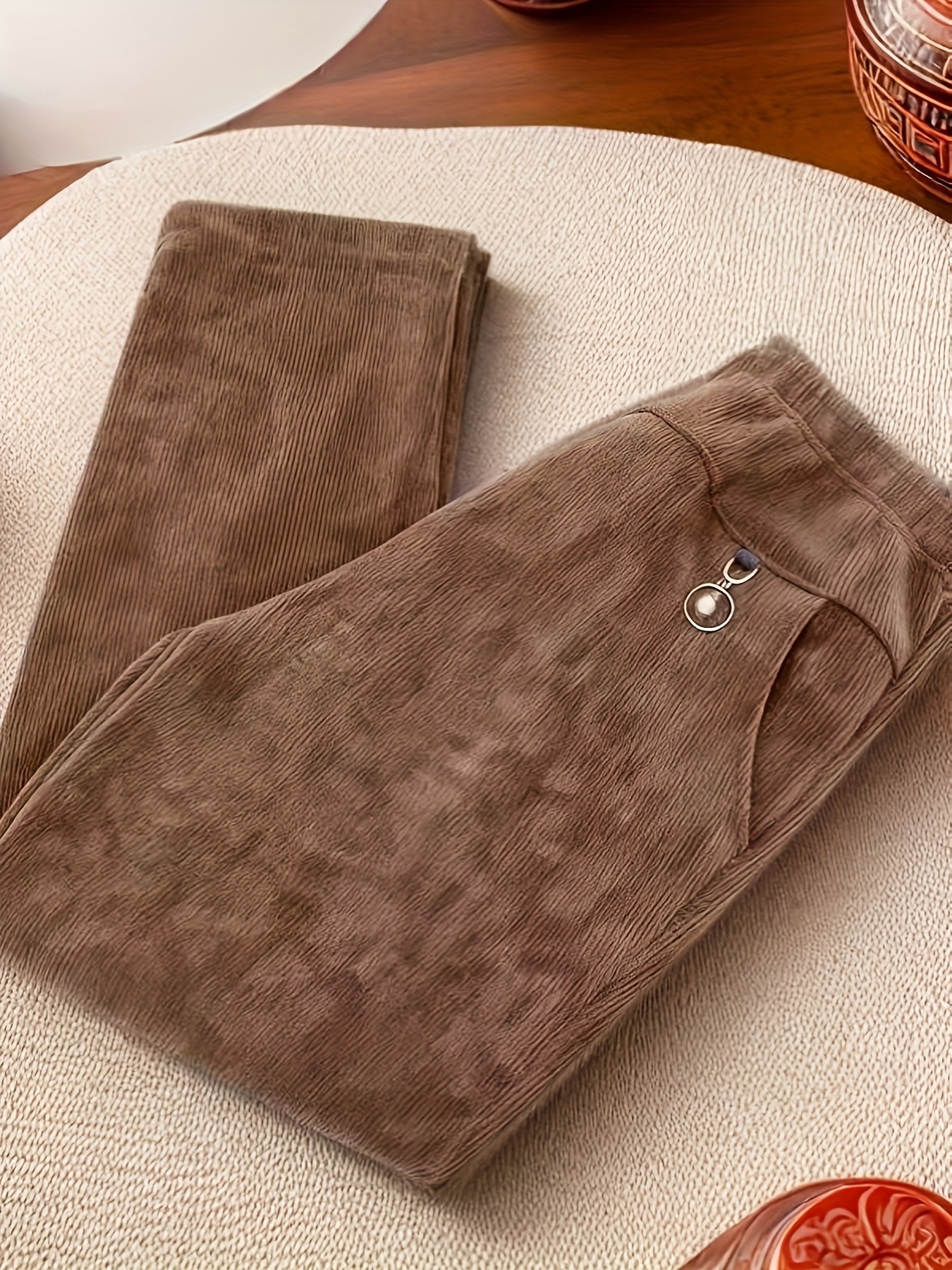 womens brown dress pants sold on Temu Canada