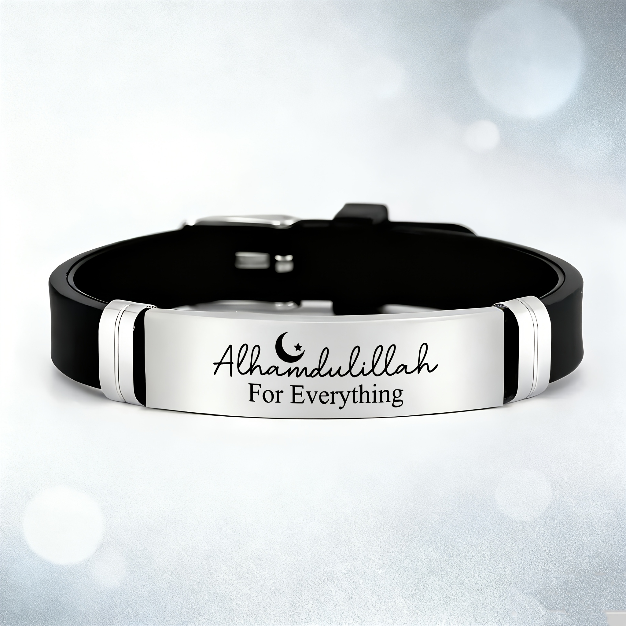 Men's Alhamdulillah Crescent Arabic Silicone Bracelet