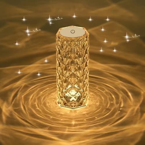 1pc Crystal Diamond Desk Lamp: Color-Changing Touch Control LED Night Light with 3-Color USB Charger - Perfect for Home Decor, Halloween, Christmas, Office Desk, Camping, Parties, Etc.!